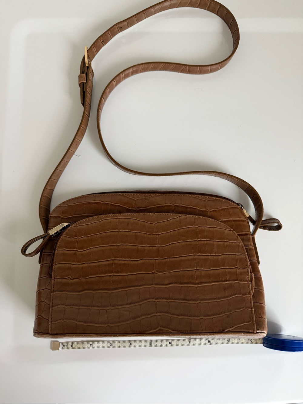 Jones New York Cognac Croc-Embossed Crossbody Bag - Unbranded